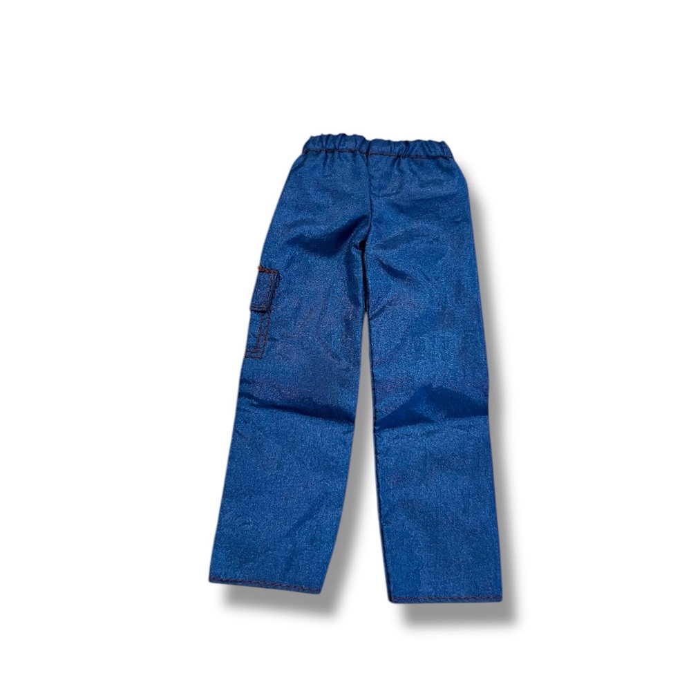 Vintage Barbie Ken doll Clothes Blue Athletic Pants Track Warmup Blue Red Stripe - Picture 2 of 2